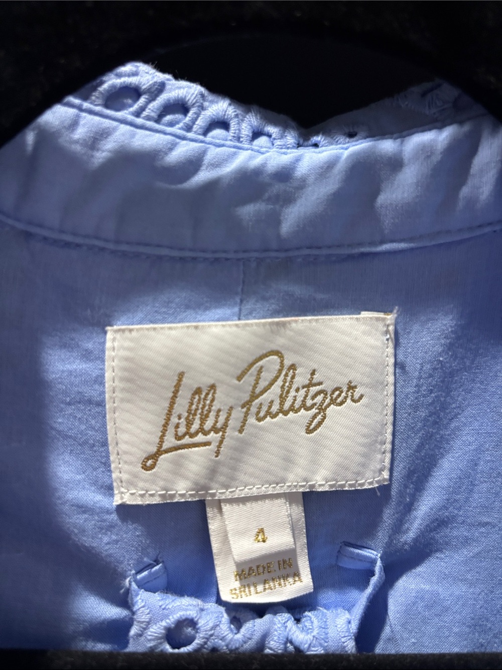 Lilly Pulitzer Eira Light Blue Eyelet Shirtdress Midi size 4 - Picture 5 of 6